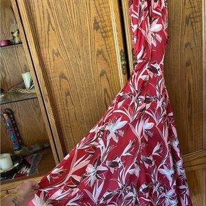 Bar III Red and White Halter Sundress